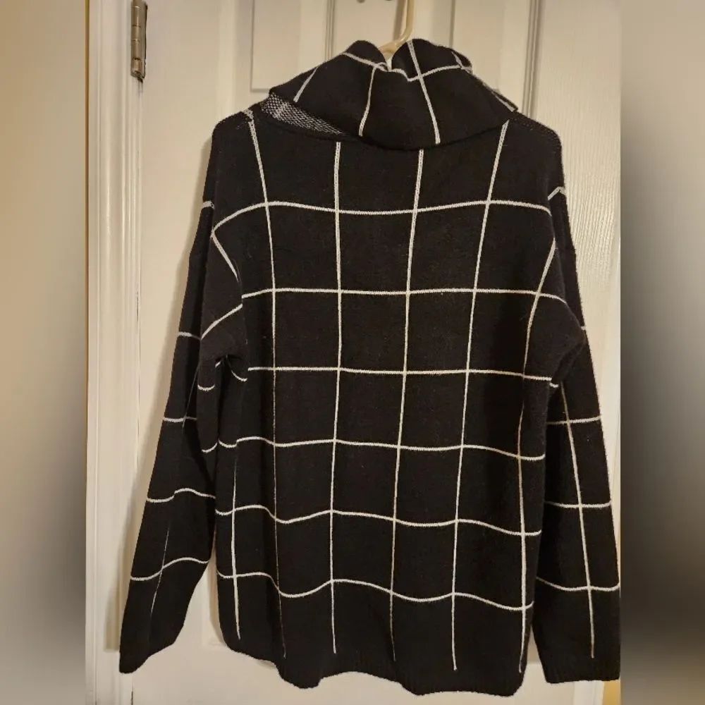 Black Cowl Neck with white stripes sweater